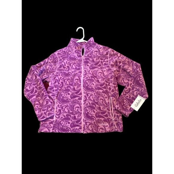 NEW Cabelas Womens Fleece Snake River Jacket Purple Scroll XL Full Zip /Pockets - Picture 2 of 9